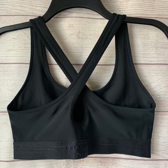 Under Armour Black Sports Bra Mid Cross Back with Keyhole Pullover - Picture 4 of 12